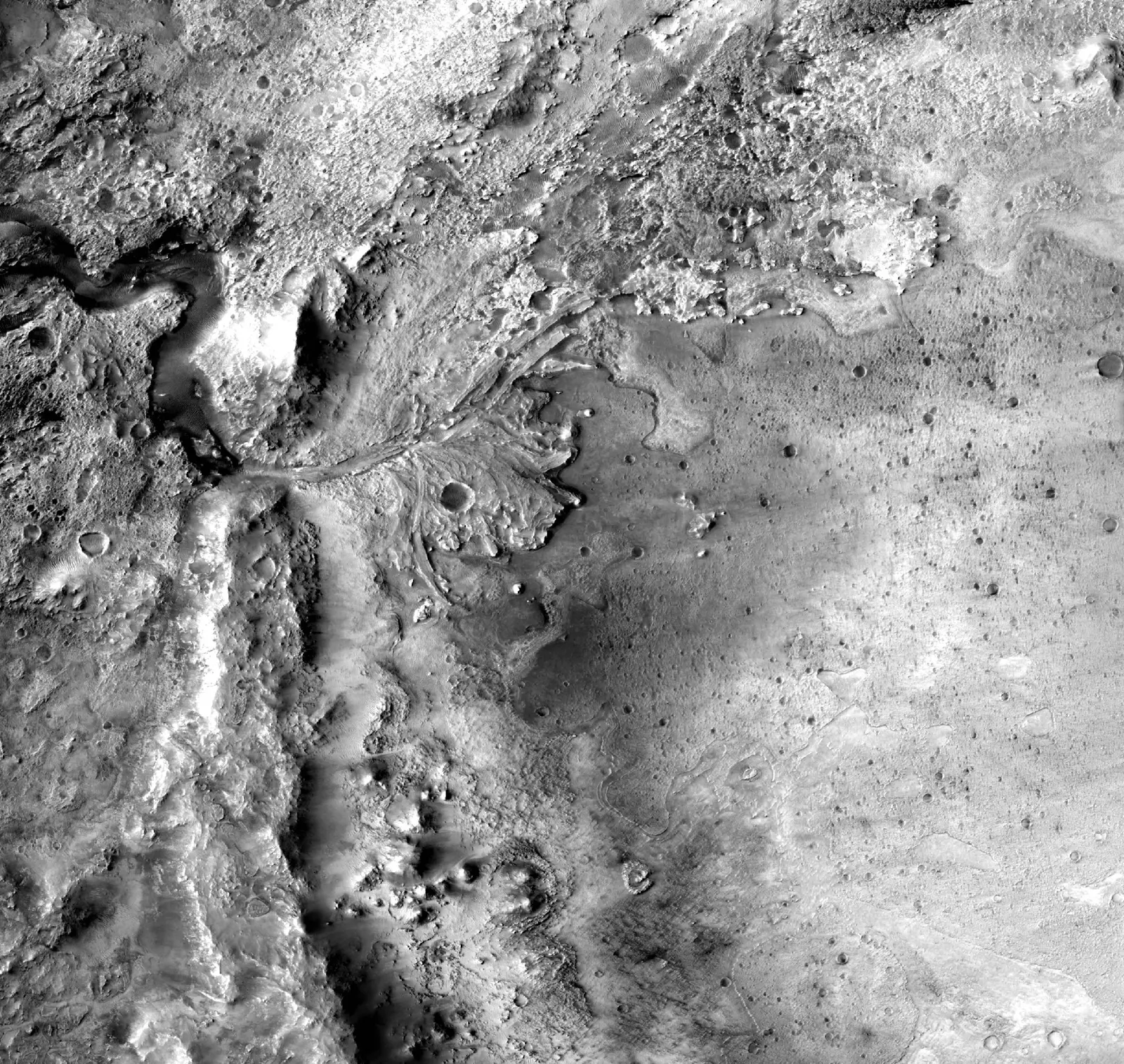 CTX orthoimage of western Jezero Crater used by the Terrain Lab